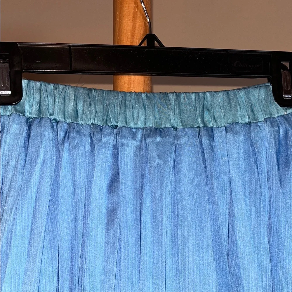 NWT Main Strip S Beautiful PleateBlue/Aqua/Teal Ombré Maxi Skirt. Fully lined. - Picture 4 of 6